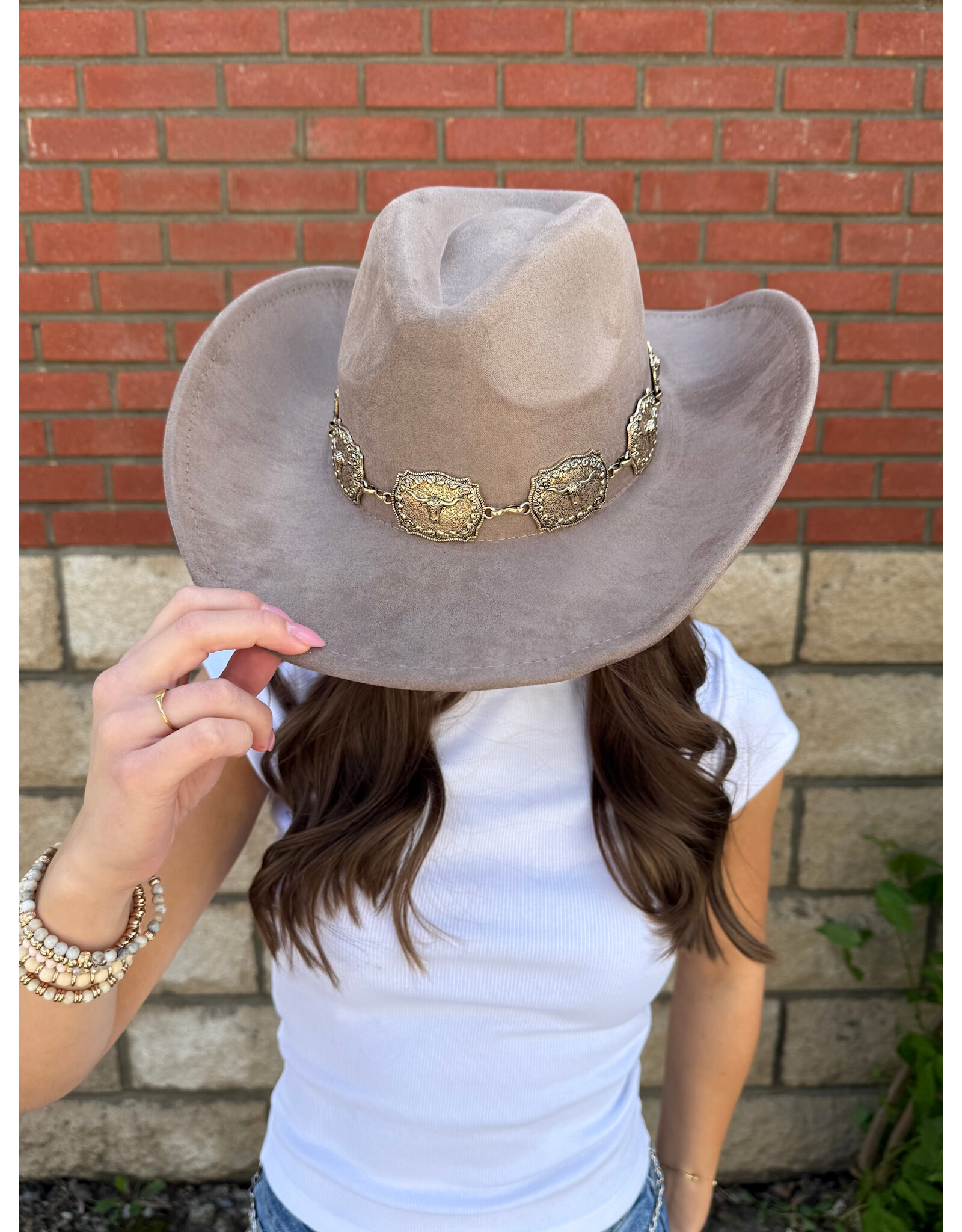 Fame Accessories Western Concho Band Cowboy Hat (Khaki)