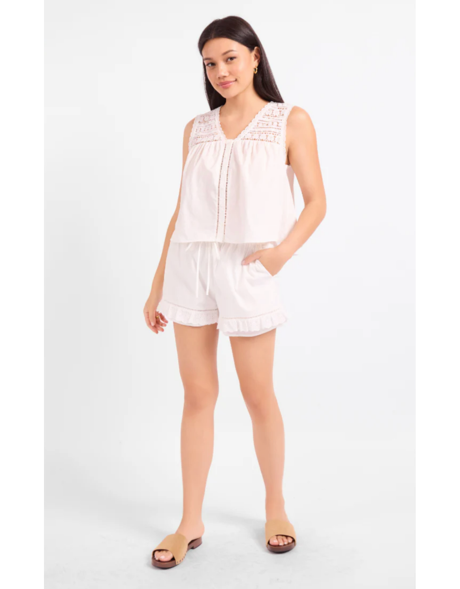 Sadie & Sage Sadie & Sage - Low Tide Eyelet Trim Shorts (White)