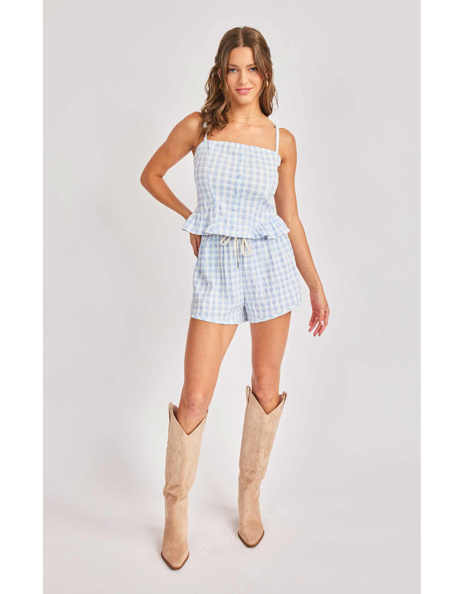 Sadie & Sage Sadie & Sage - Women's Sadie And Sage Starlet Gingham Tank Top (Sky Blue)