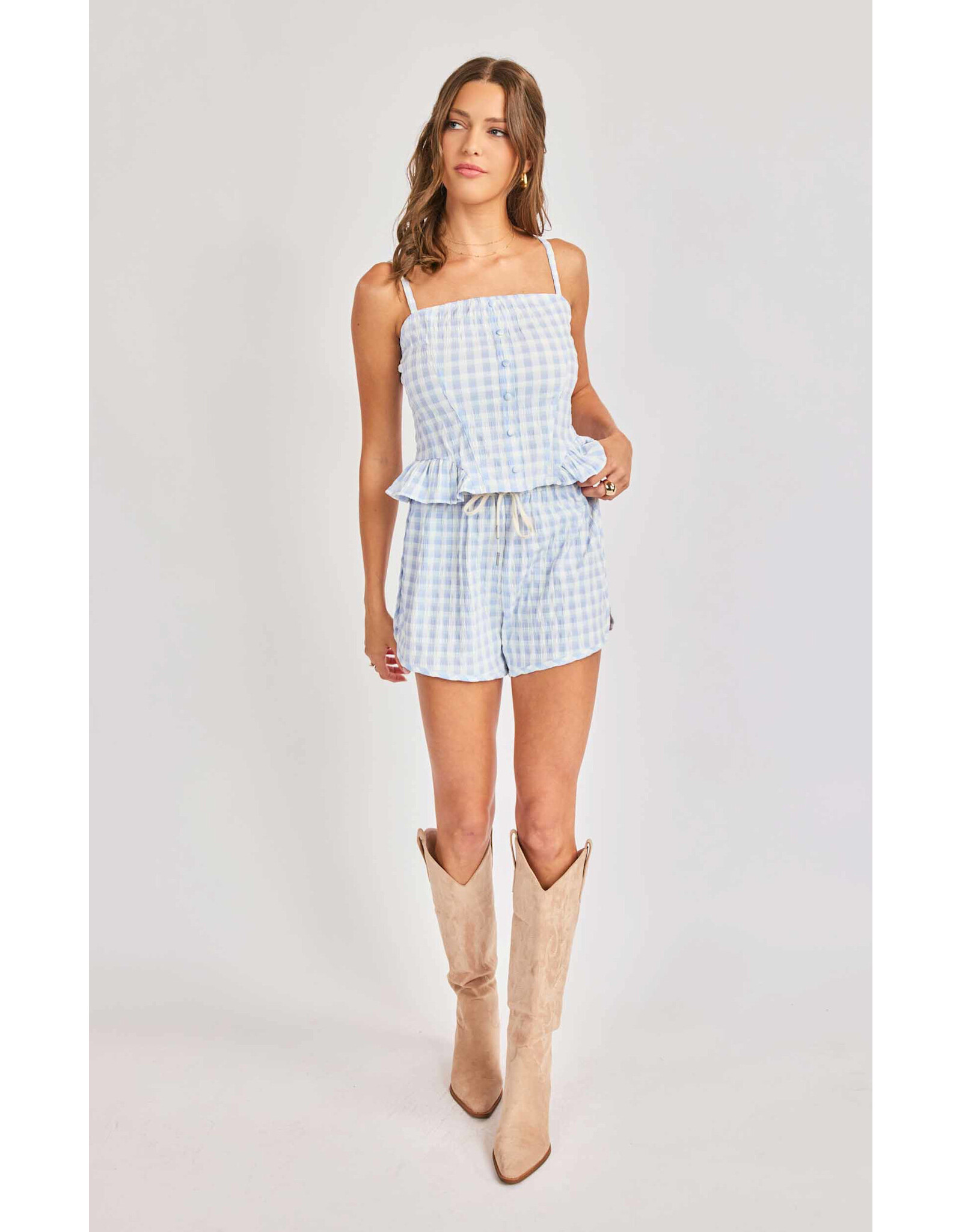 Sadie & Sage Sadie & Sage - Women's Sadie And Sage Starlet Gingham Tank Top (Sky Blue)