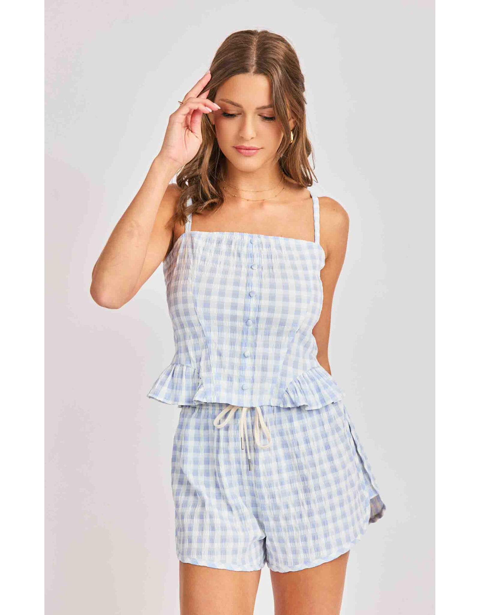 Sadie & Sage Sadie & Sage - Women's Sadie And Sage Starlet Gingham Tank Top (Sky Blue)