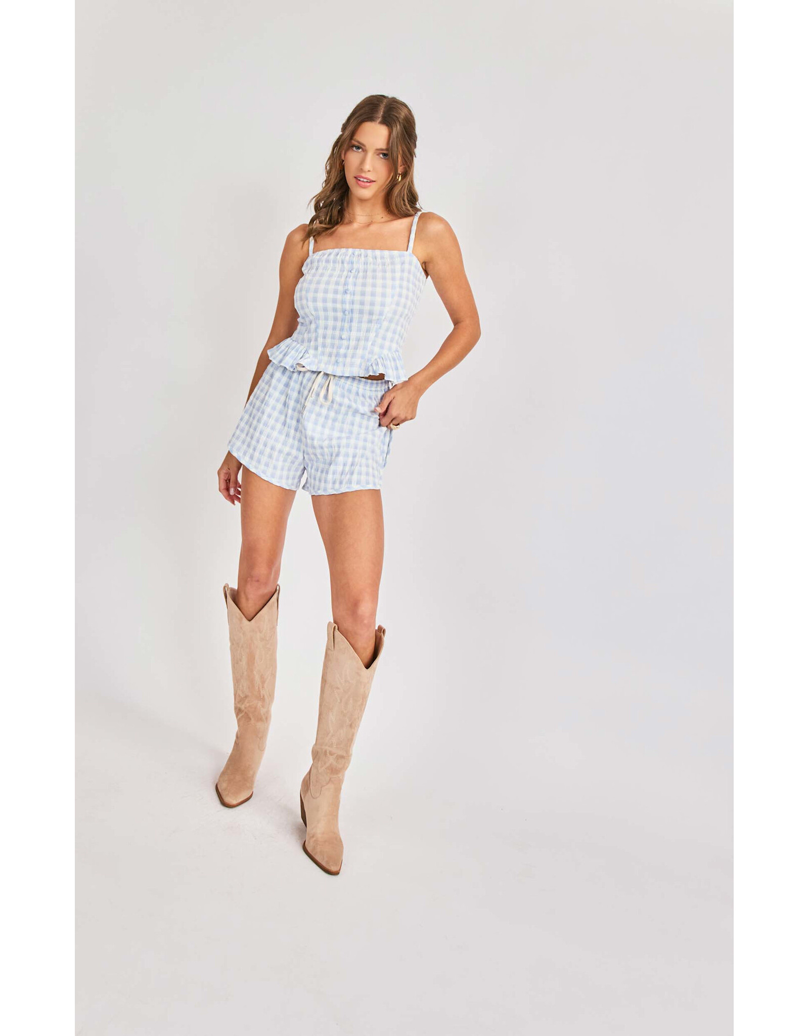 Sadie & Sage Sadie & Sage - Women's Sadie And Sage Starlet Gingham Tank Top (Sky Blue)