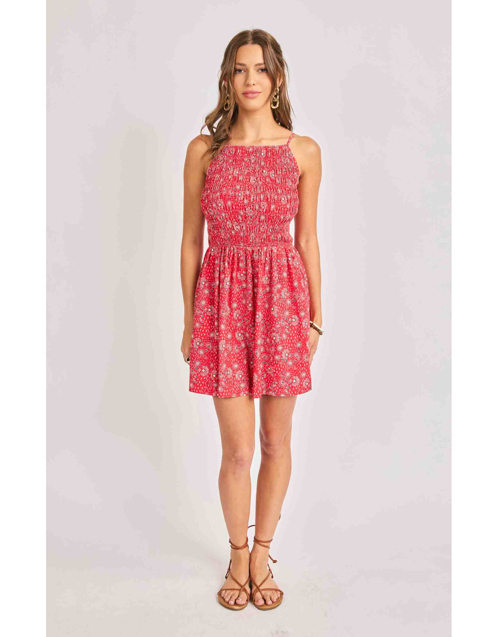 Sadie & Sage Sadie & Sage - Firecracker Shirred Mini Dress (Red)