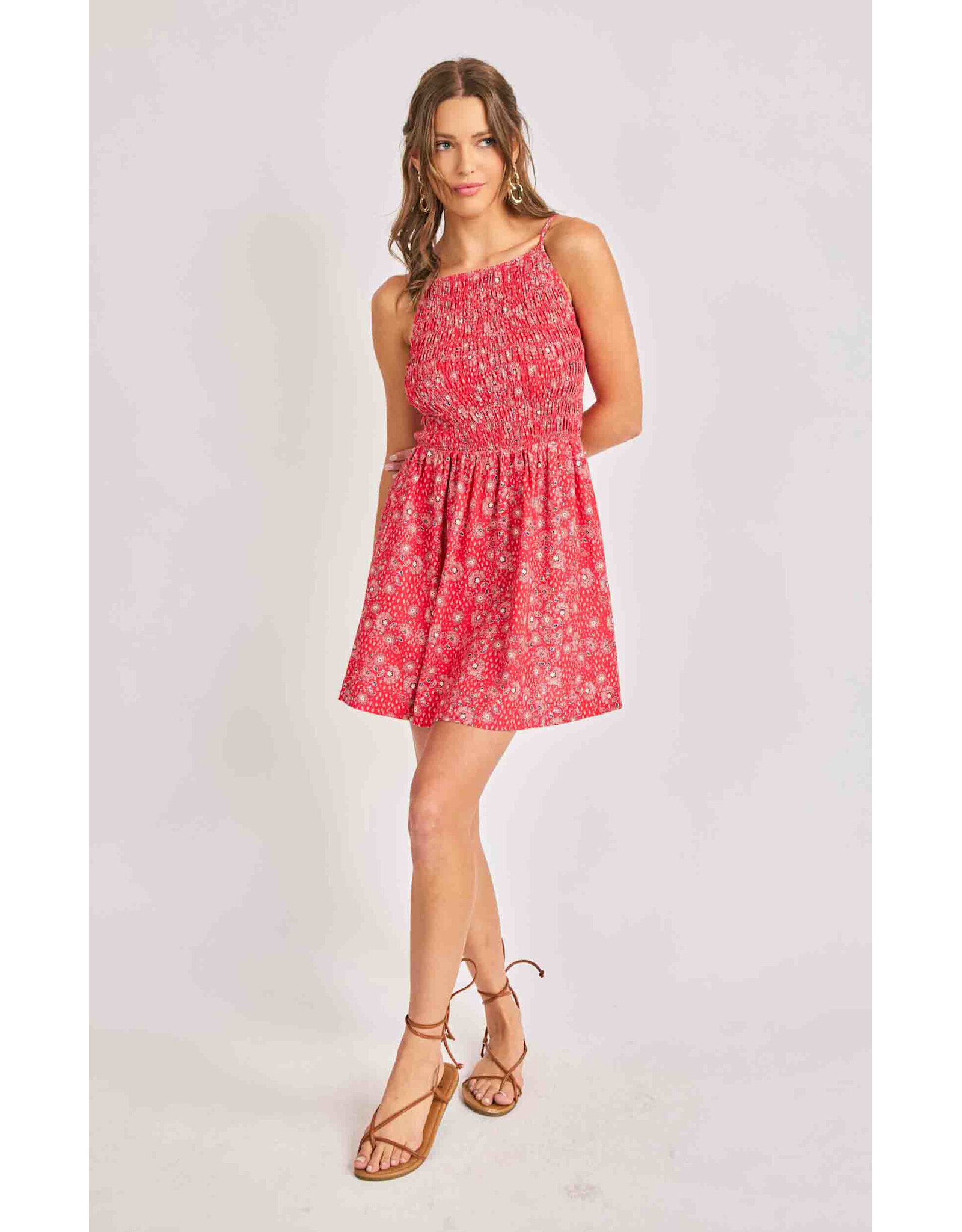 Sadie & Sage Sadie & Sage - Firecracker Shirred Mini Dress (Red)