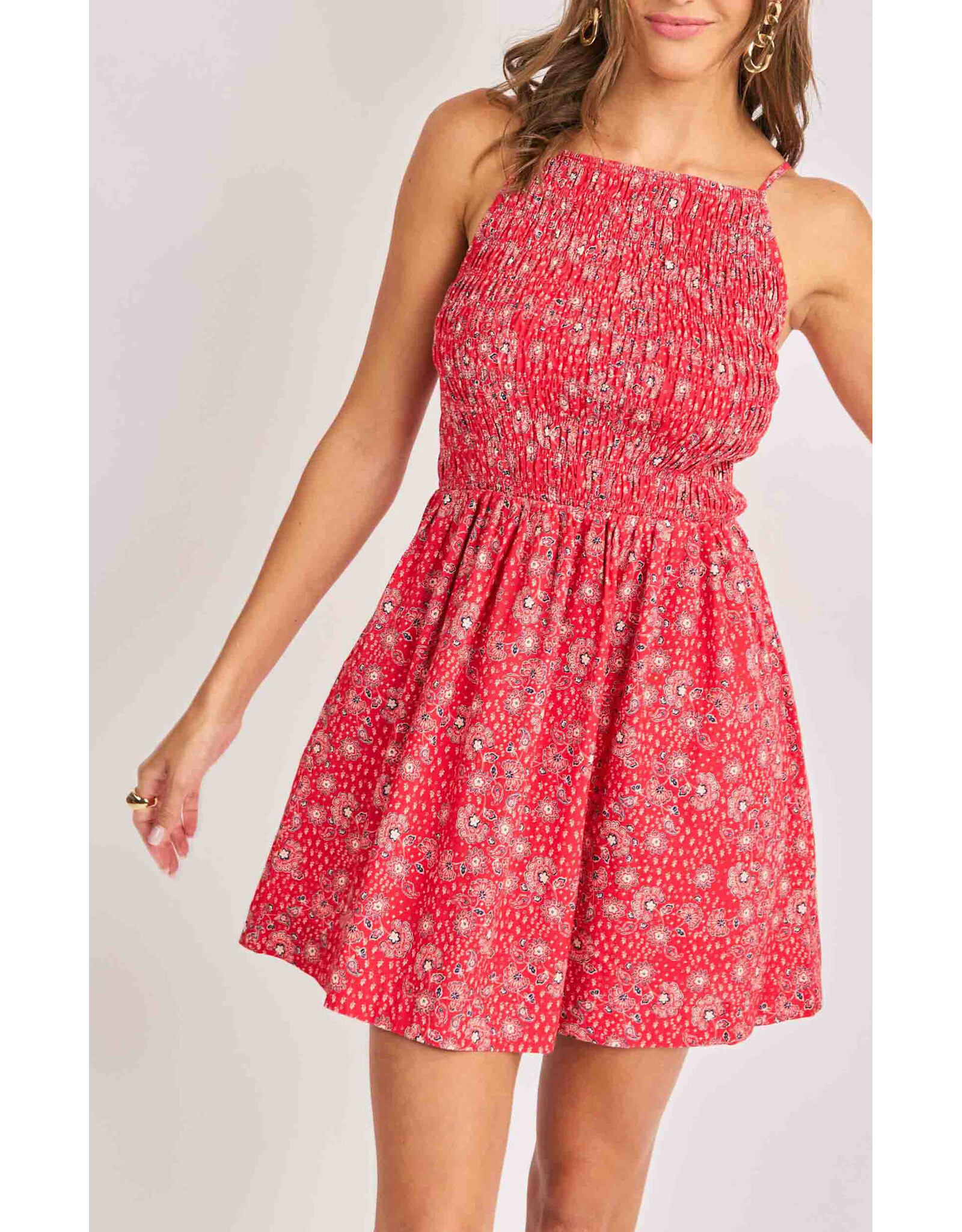 Sadie & Sage Sadie & Sage - Firecracker Shirred Mini Dress (Red)