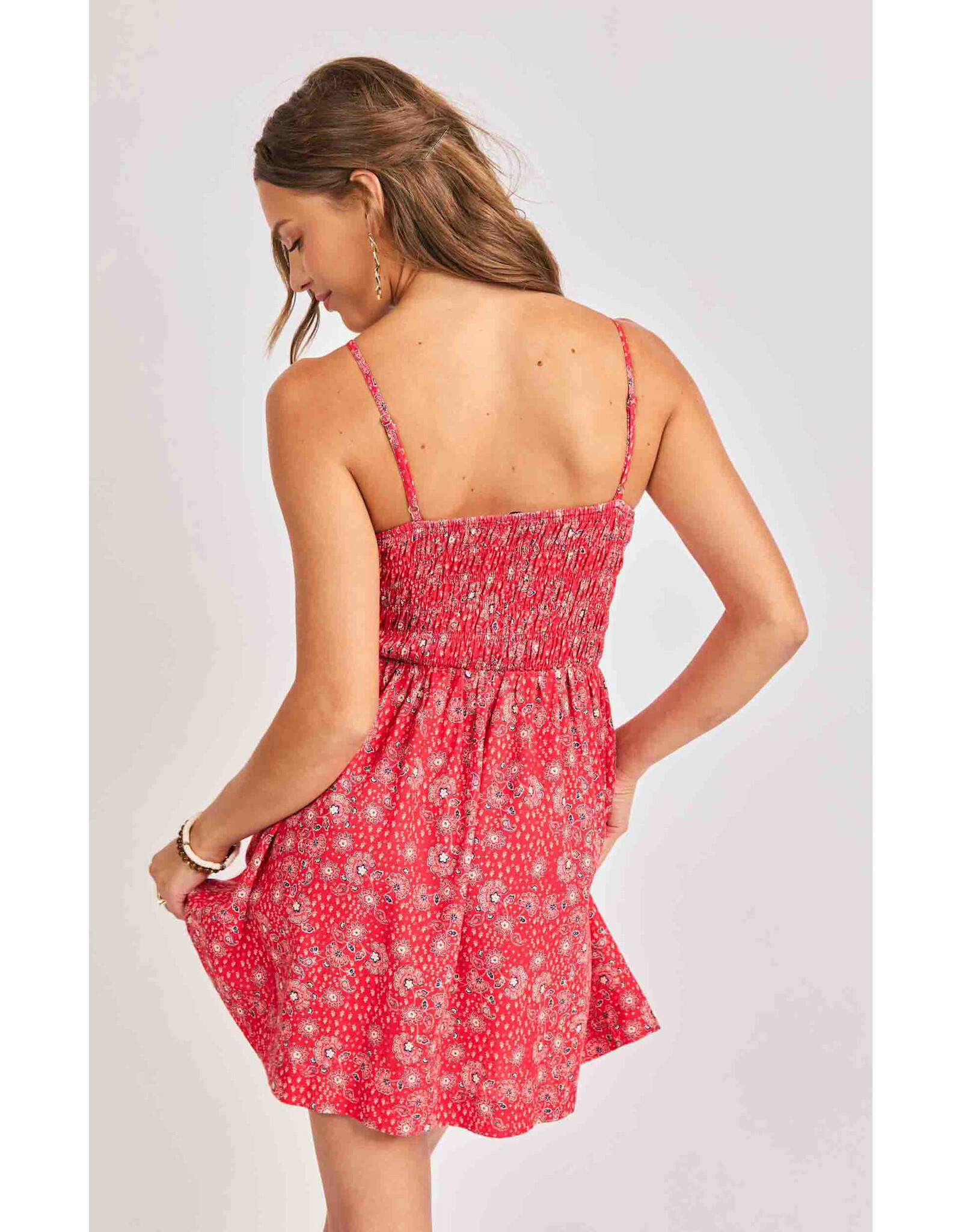 Sadie & Sage Sadie & Sage - Firecracker Shirred Mini Dress (Red)