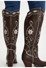 Billini Embroidered Boot - Aviva (Chocolate / Ivory)