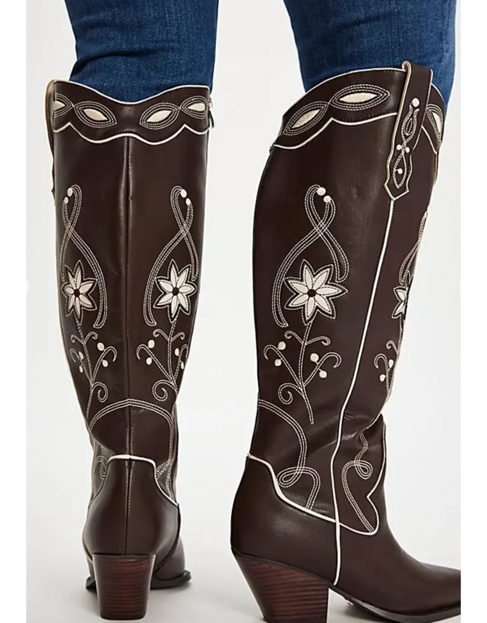 Billini Embroidered Boot - Aviva (Chocolate / Ivory)