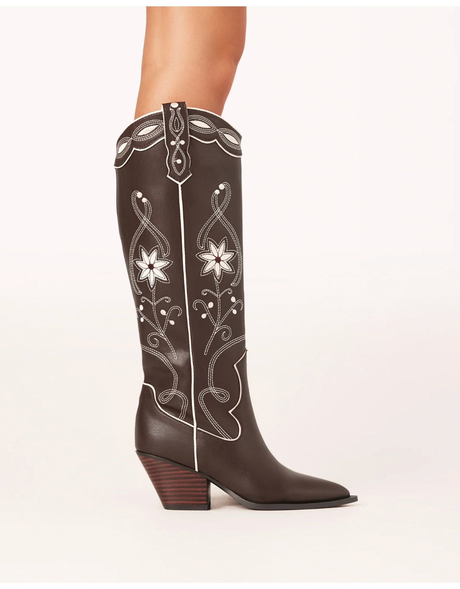 Billini Embroidered Boot - Aviva (Chocolate / Ivory)