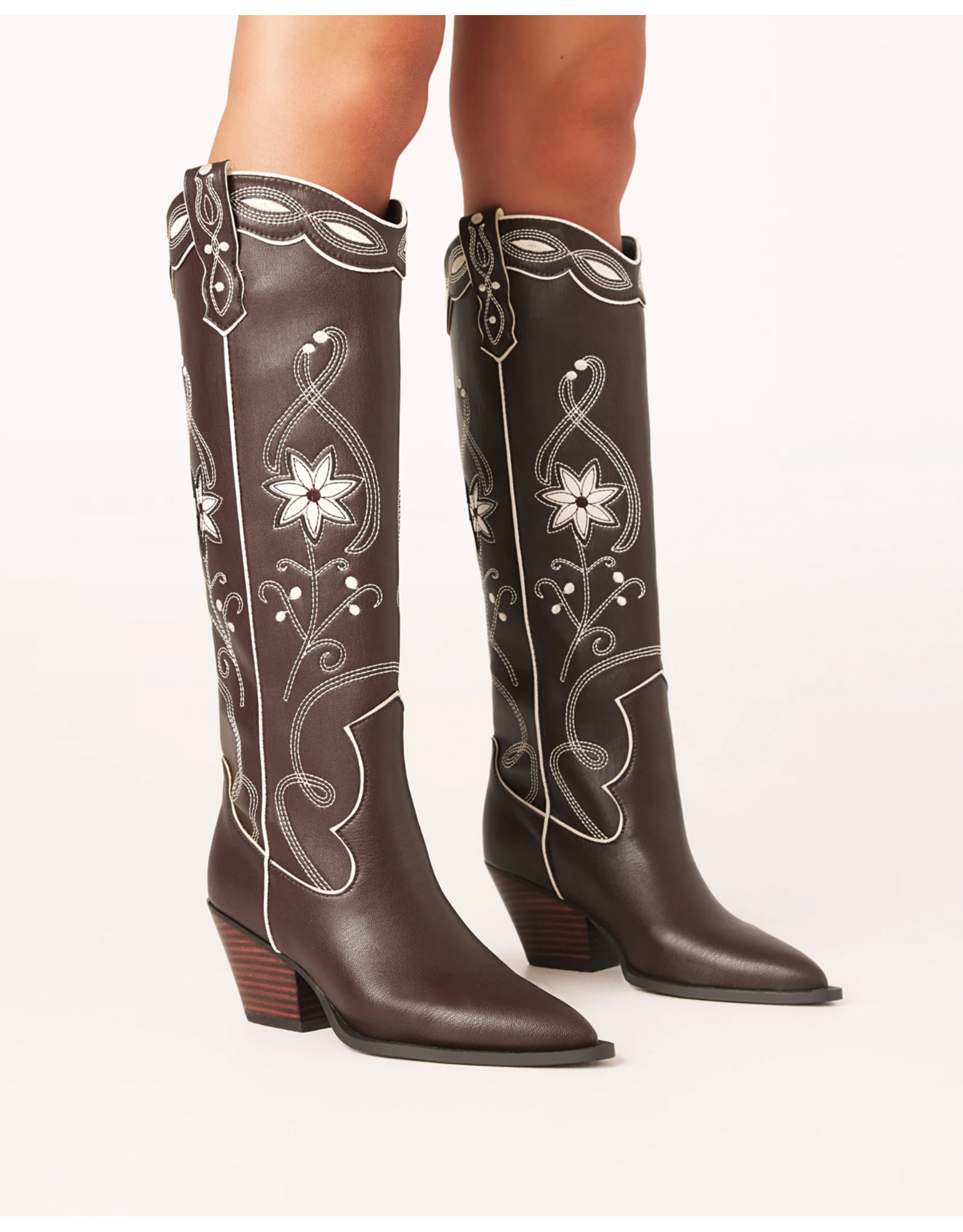 Billini Embroidered Boot - Aviva (Chocolate / Ivory)