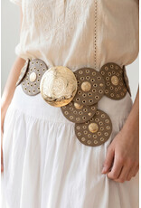 Fame Accessories Faux Leather Grommet Disc Chain Belt (Bronze)
