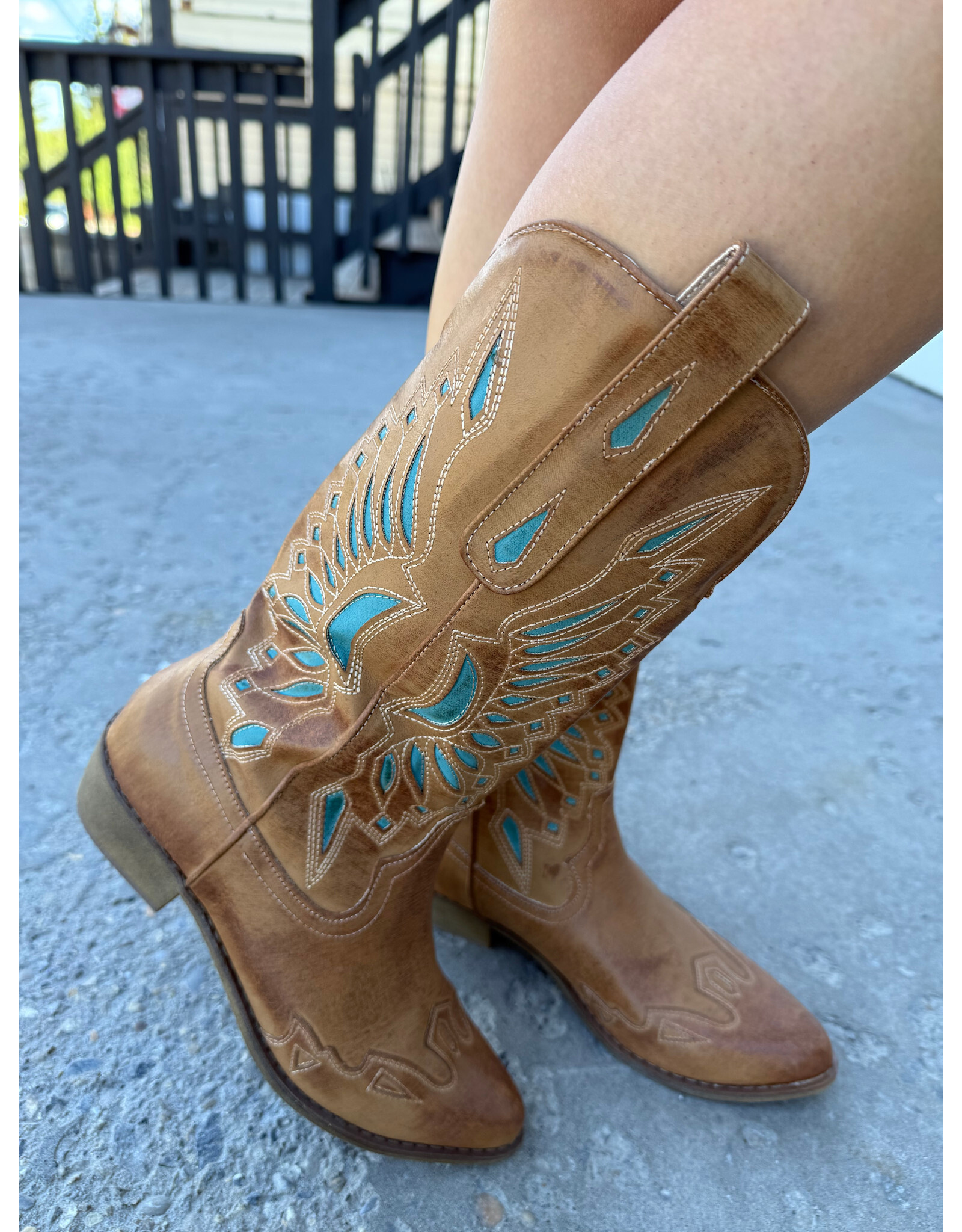 Matisse Matisse - Bandera Western Boot (Tan / Turquoise)