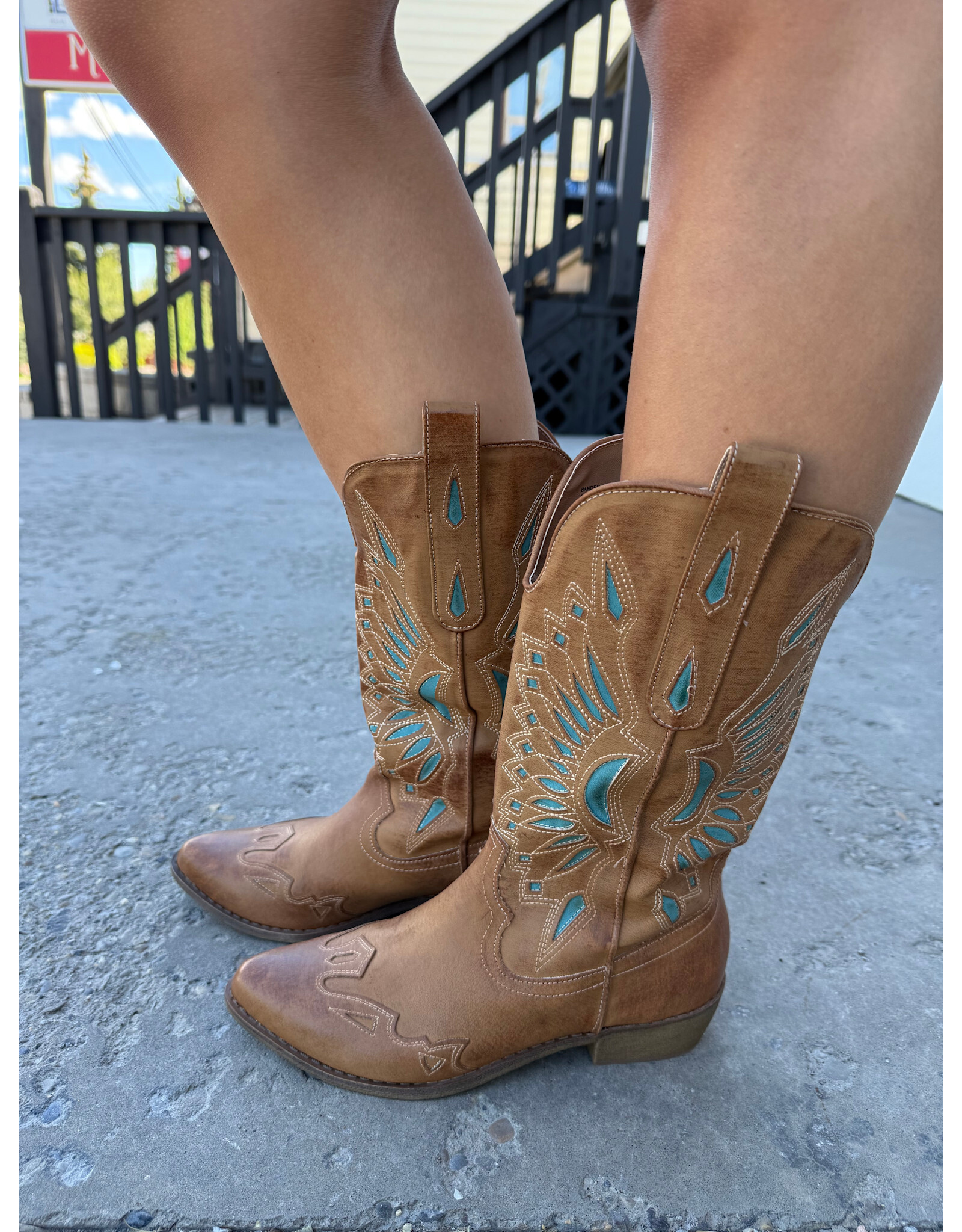 Matisse Matisse - Bandera Western Boot (Tan / Turquoise)