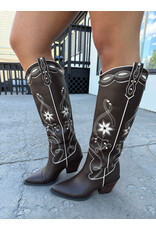 Billini Embroidered Boot - Aviva (Chocolate / Ivory)