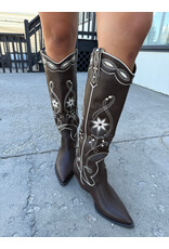 Billini Embroidered Boot - Aviva (Chocolate / Ivory)