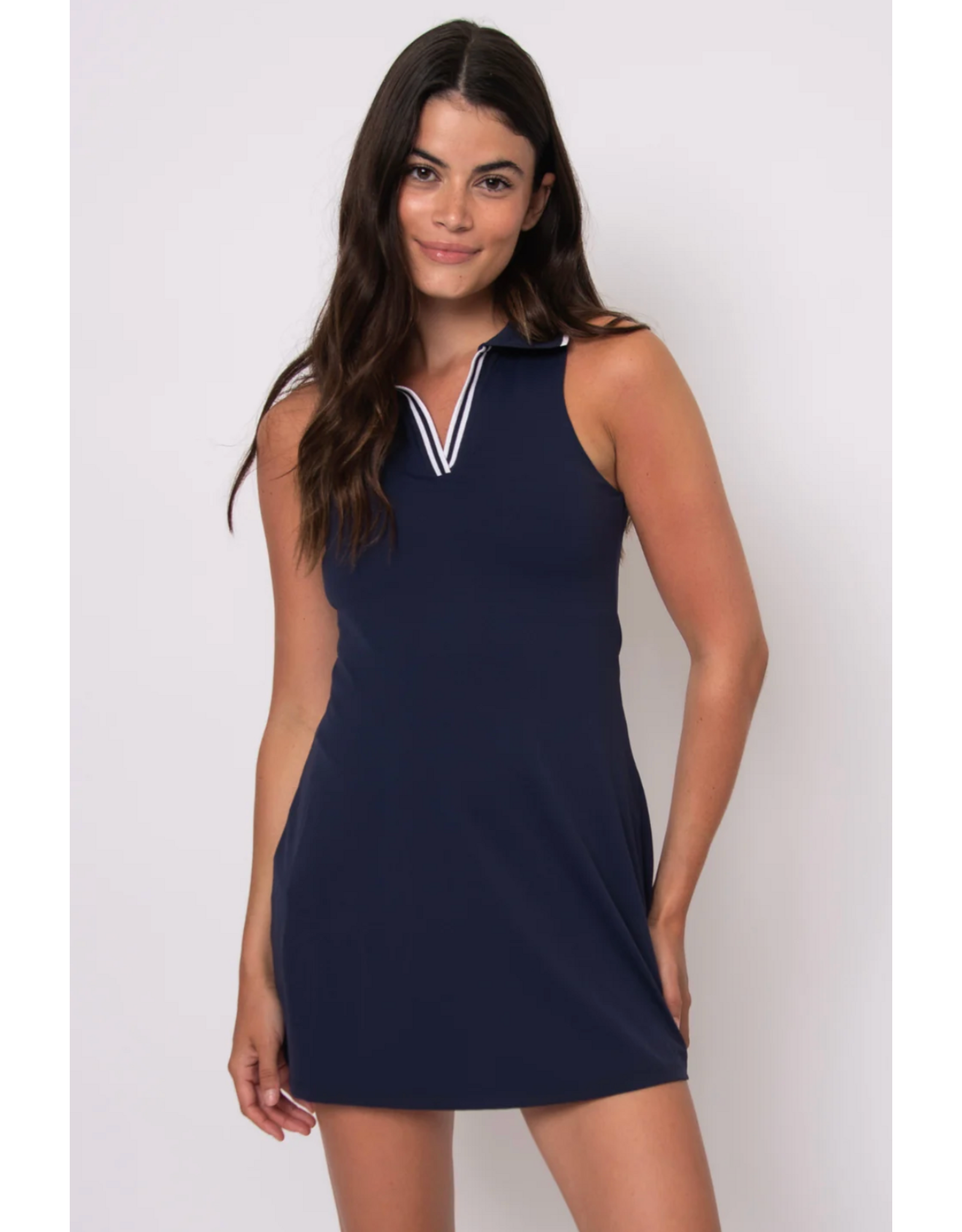 RD Style RD Style - Sienna Sleeveless Dress with Polo Collar (Sea Blue)