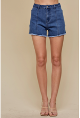 Saints & Hearts Denim Shorts with Star Pocket Patches (Red)