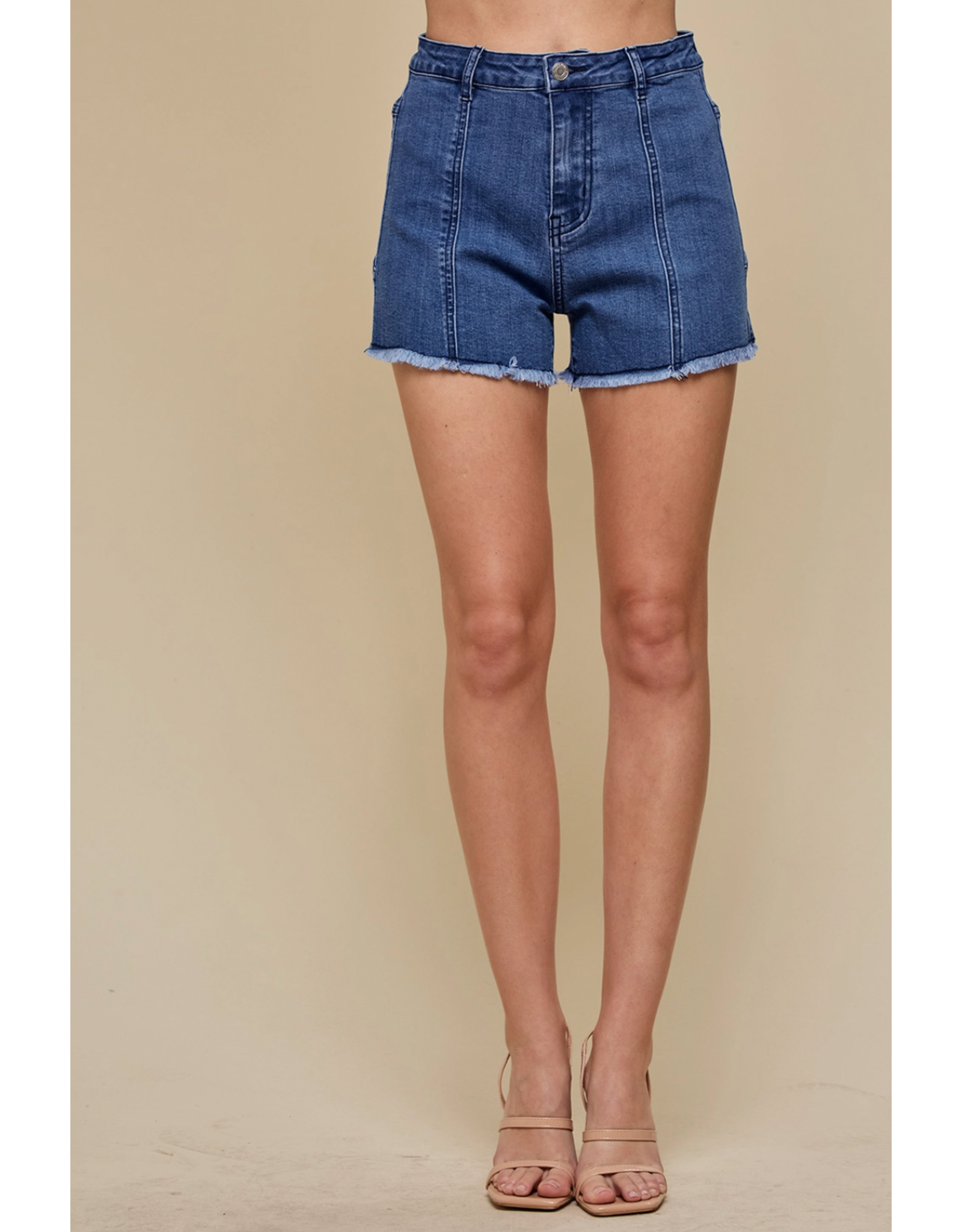 Saints & Hearts Denim Shorts with Star Pocket Patches (Red)