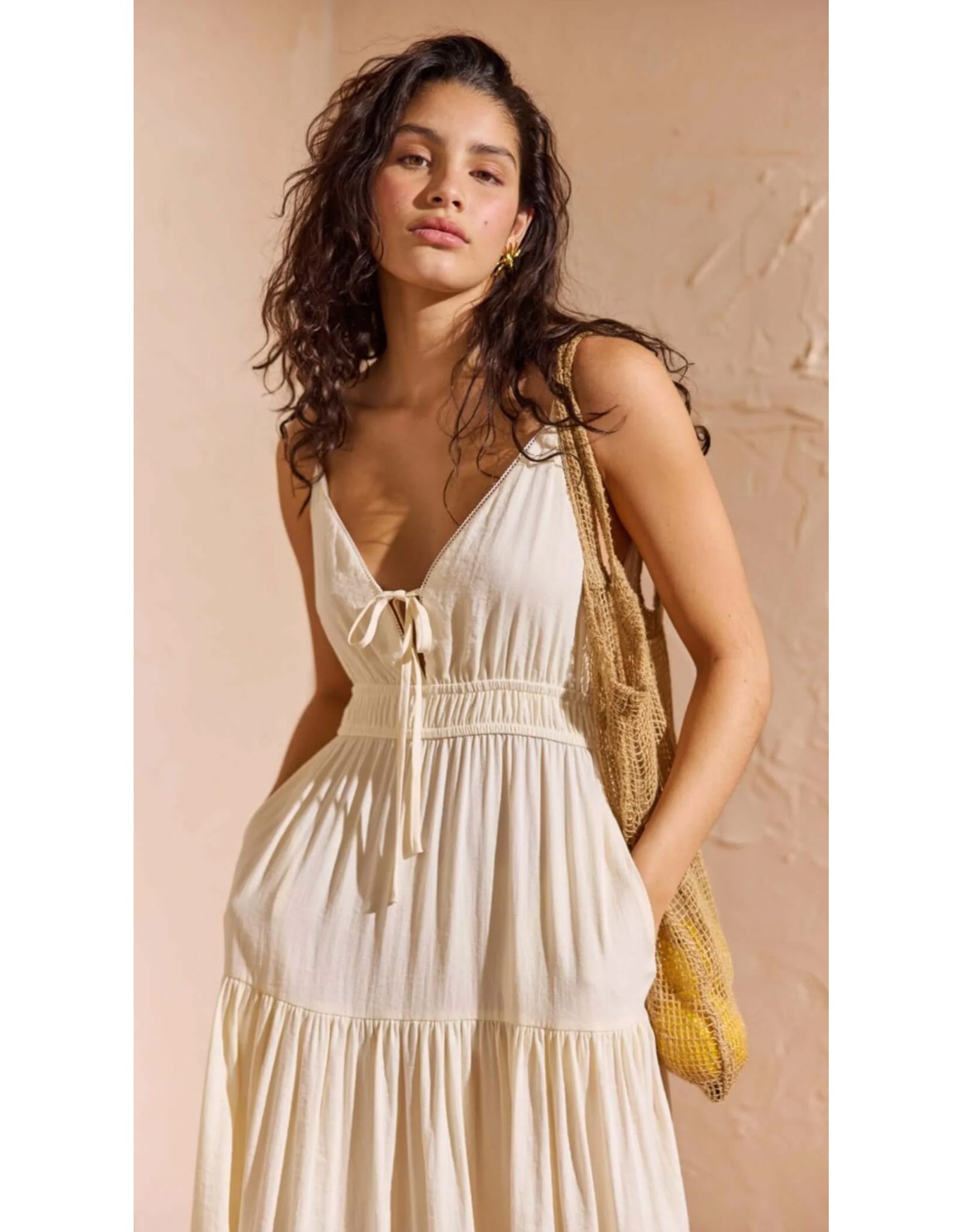 Mink Pink Mink Pink - Estelle Tie Front Maxi Dress (Cream)