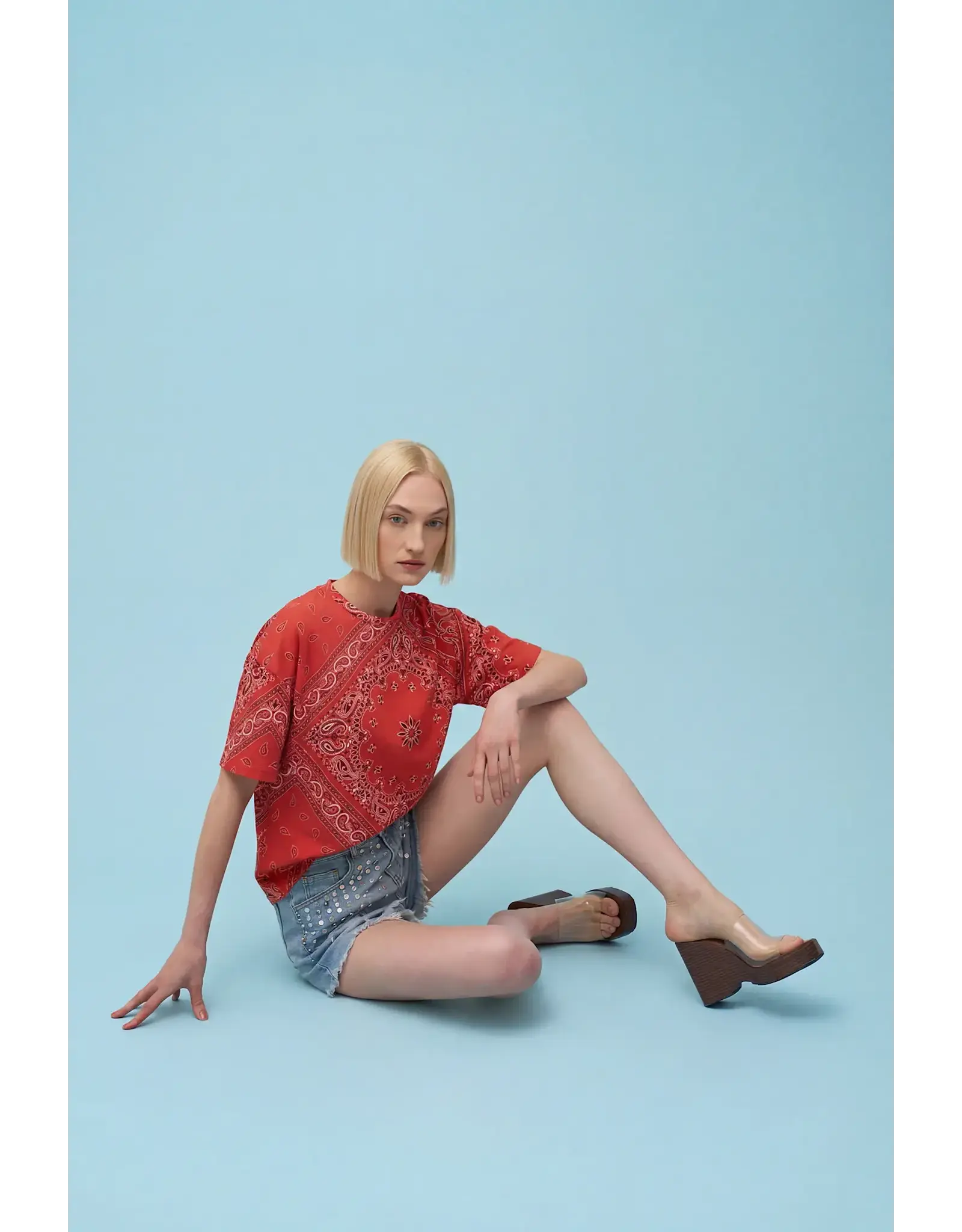 Astrid Astrid - Scarf Print Tee (Red)