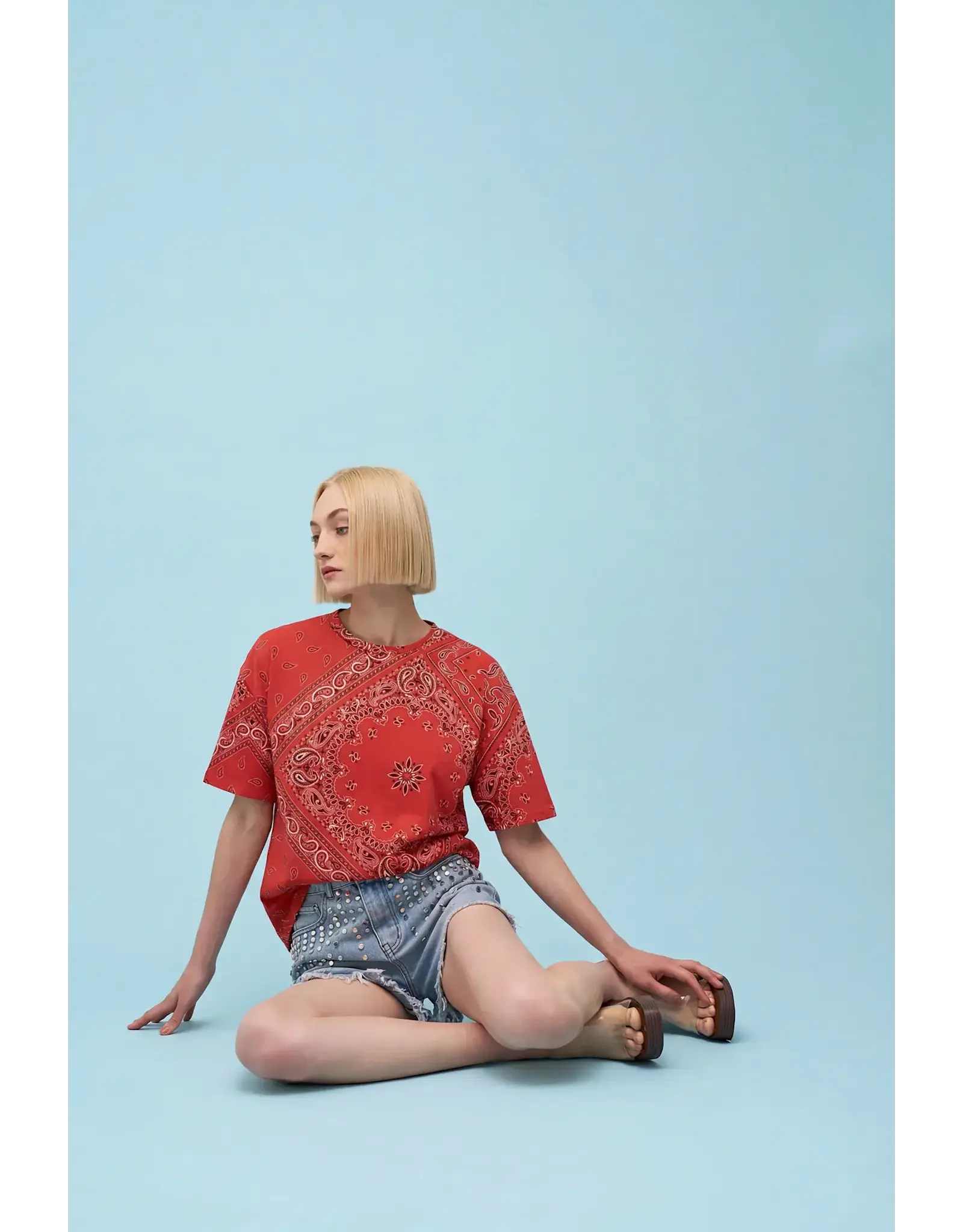 Astrid Astrid - Scarf Print Tee (Red)