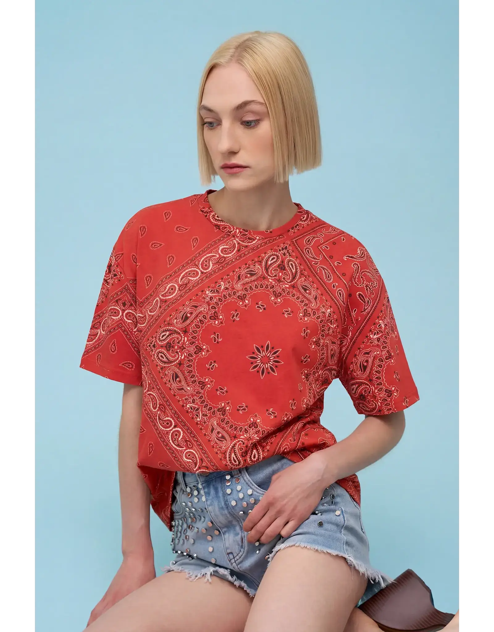 Astrid Astrid - Scarf Print Tee (Red)