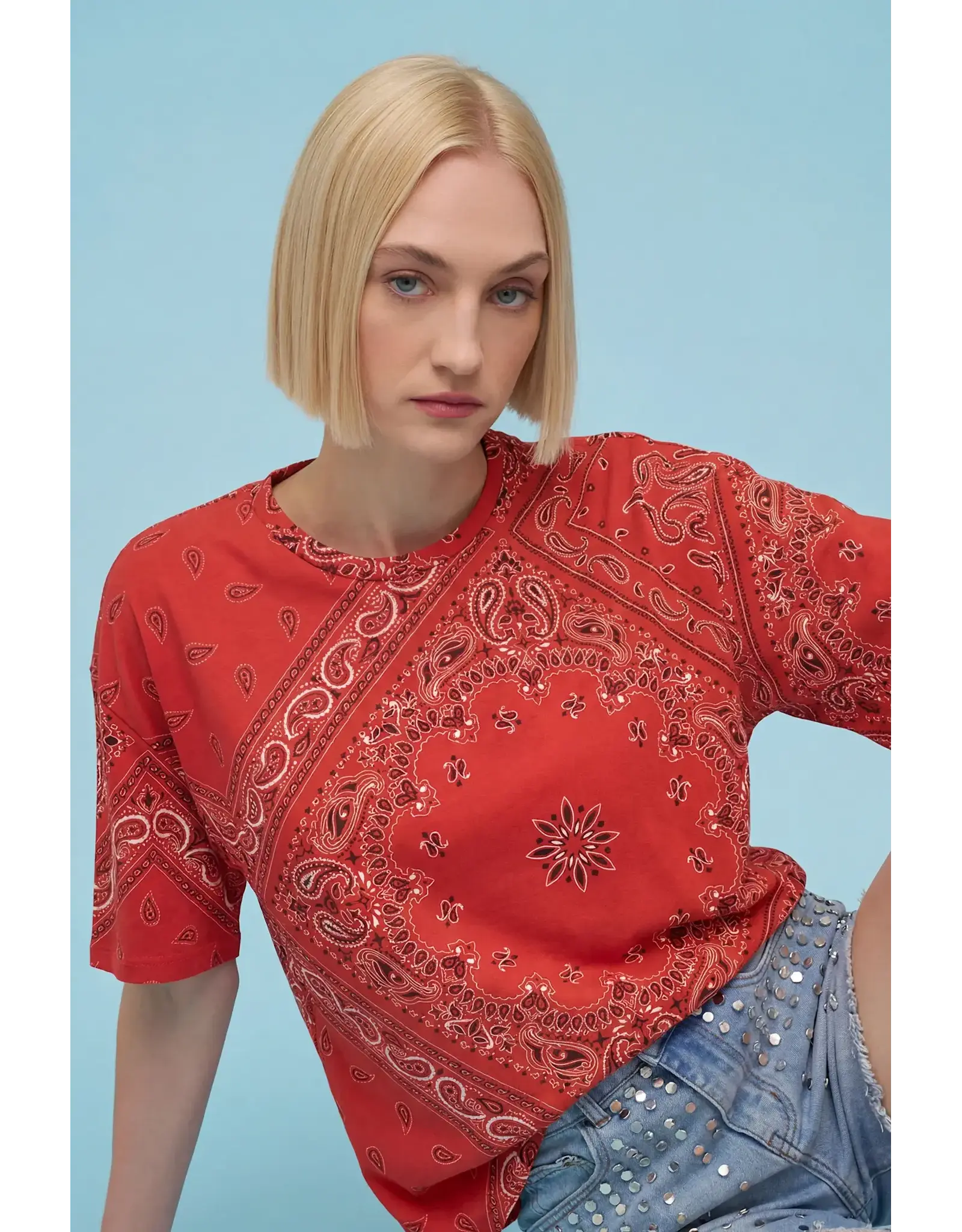 Astrid Astrid - Scarf Print Tee (Red)