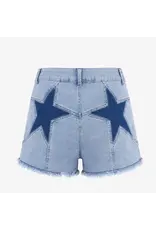 Saints & Hearts Denim Shorts with Star Pocket Patches (Blue Star)