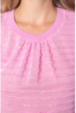 Voy Textured Top With Striped Detail (Pink)