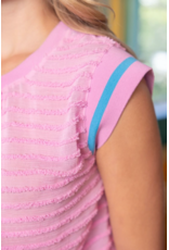 Voy Textured Top With Striped Detail (Pink)