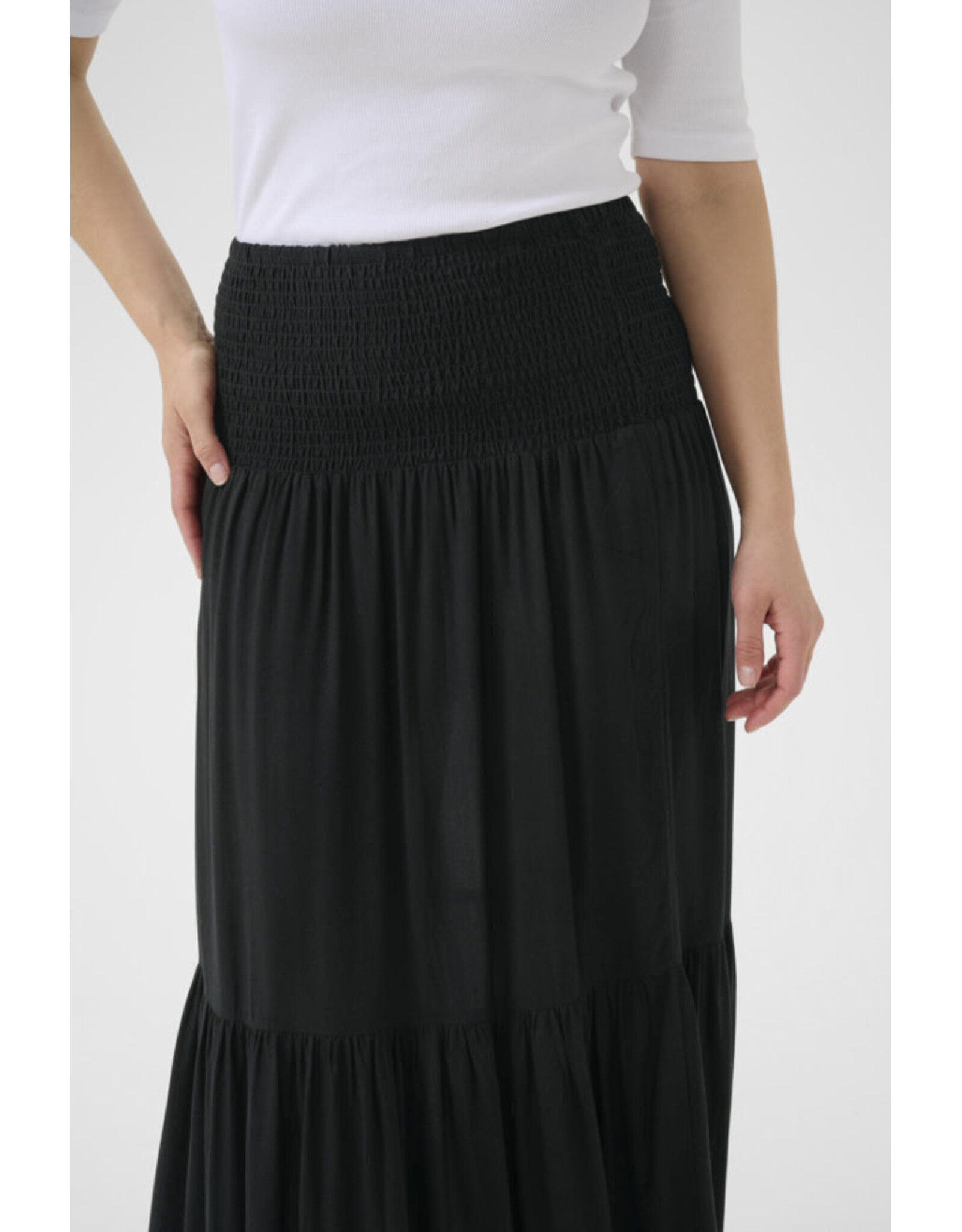 Kaffe Kaffe - Maxi Smocked Skirt (Black Deep)