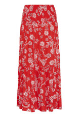 Kaffe Kaffe - Maxi Smocked Skirt (Poppy Red / Chalk)