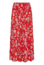 Kaffe Kaffe - Maxi Smocked Skirt (Poppy Red / Chalk)