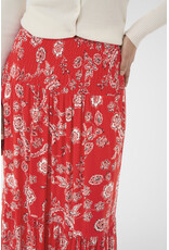 Kaffe Kaffe - Maxi Smocked Skirt (Poppy Red / Chalk)