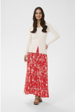 Kaffe Kaffe - Maxi Smocked Skirt (Poppy Red / Chalk)