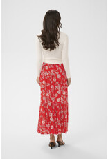 Kaffe Kaffe - Maxi Smocked Skirt (Poppy Red / Chalk)