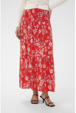Kaffe Kaffe - Maxi Smocked Skirt (Poppy Red / Chalk)