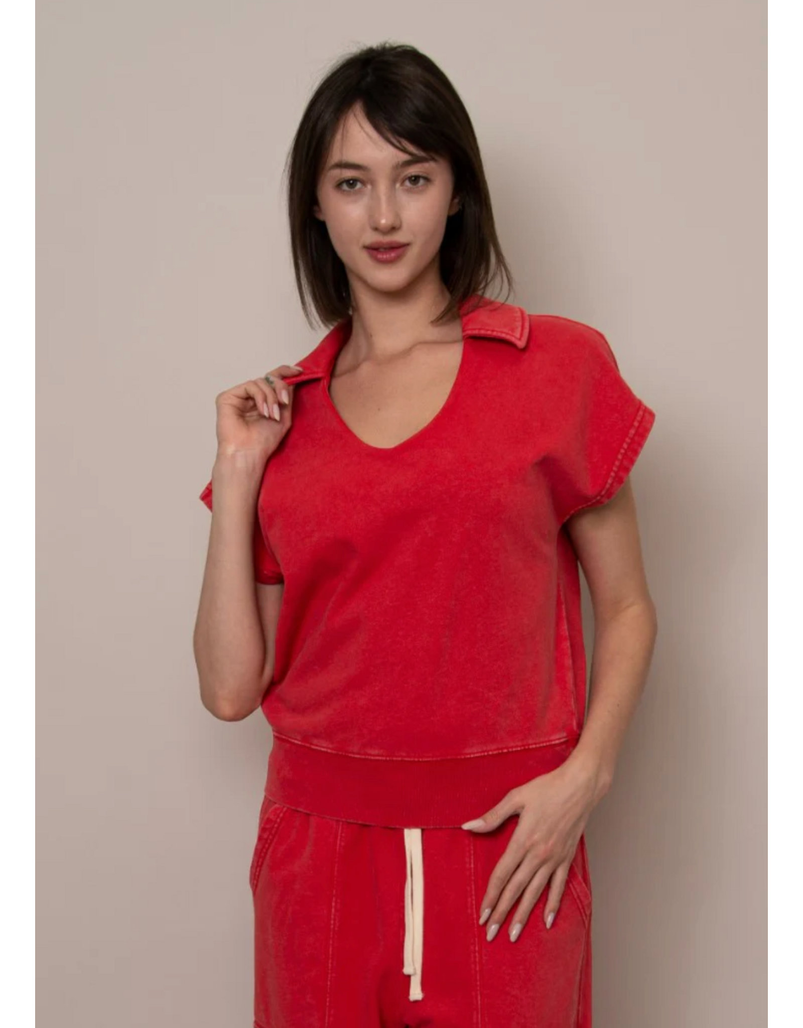 RD Style RD Style - Kate French Terry Sleeveless Top (Cherry)