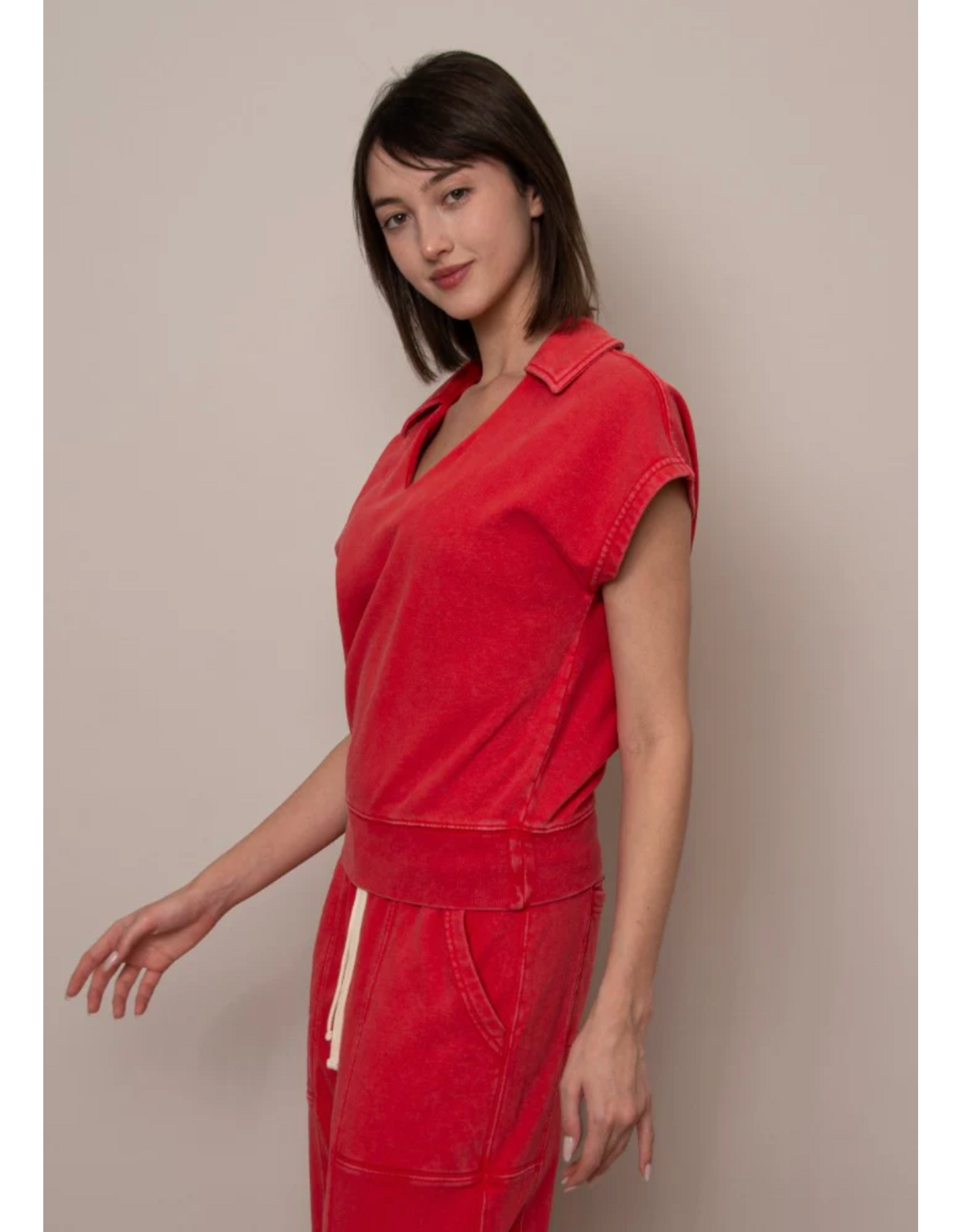 RD Style RD Style - Kate French Terry Sleeveless Top (Cherry)