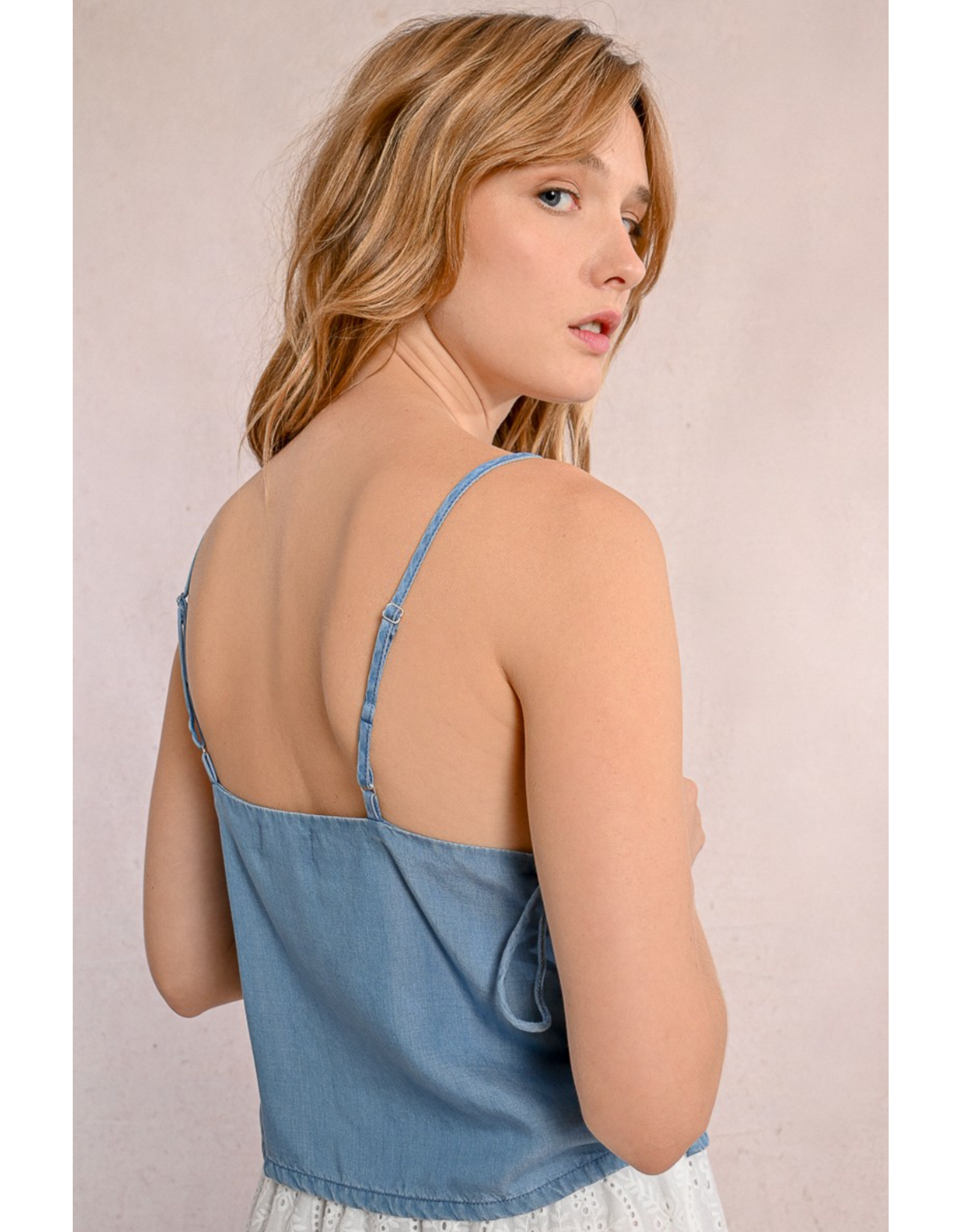 Molly Bracken Molly Bracken -  Lace Up Denim Camisole