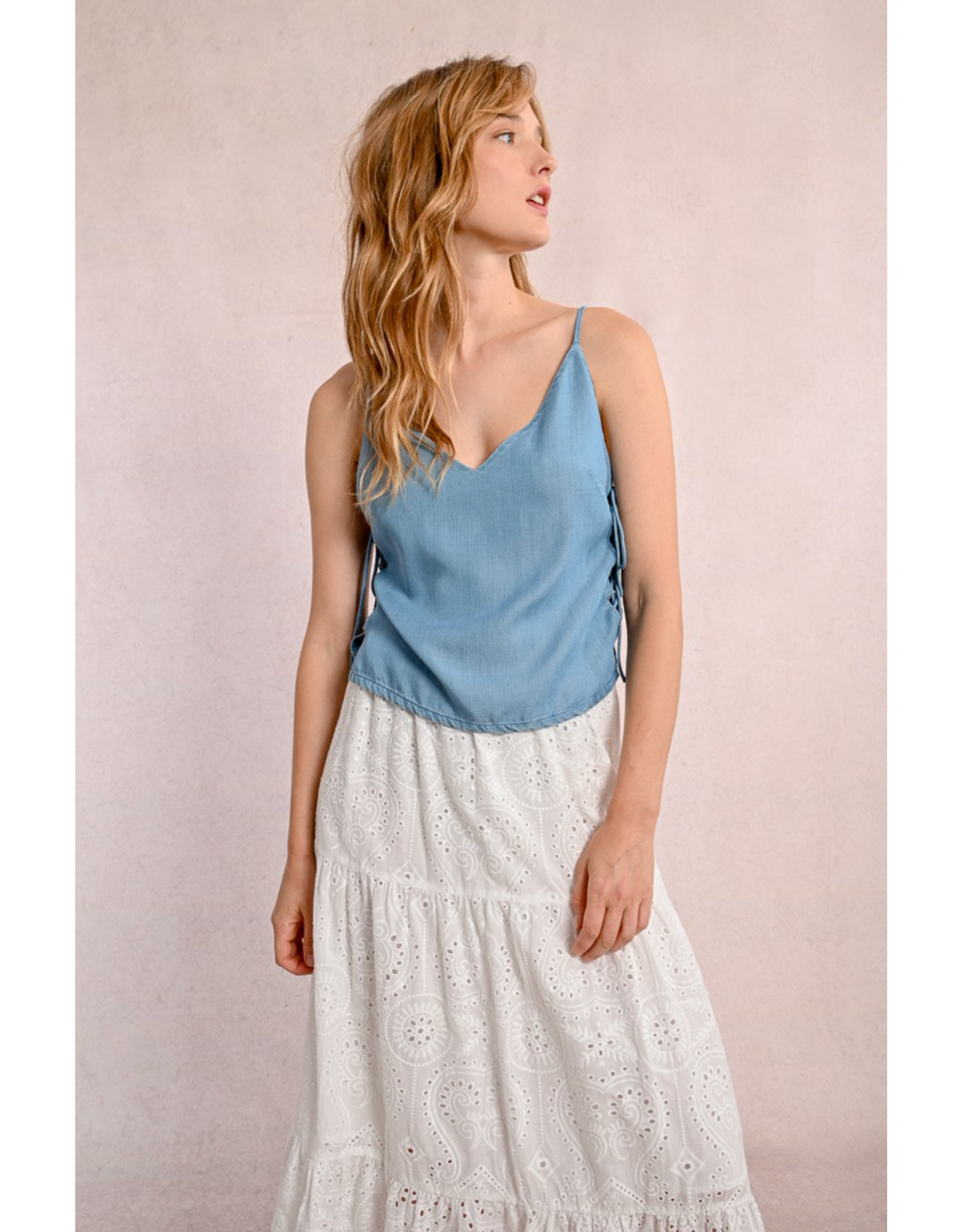 Molly Bracken Molly Bracken -  Lace Up Denim Camisole