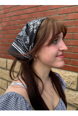 Fame Accessories Light Paisley Design Square Bandana Scarf (Black)