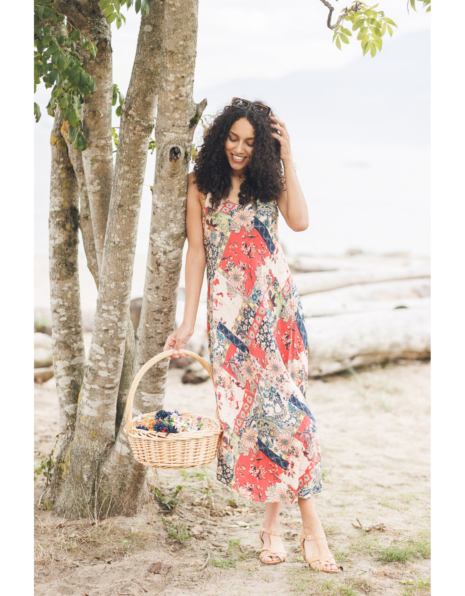 Papillon Papillon - Patchwork Print Sleeveless Maxi Dress (Beige)