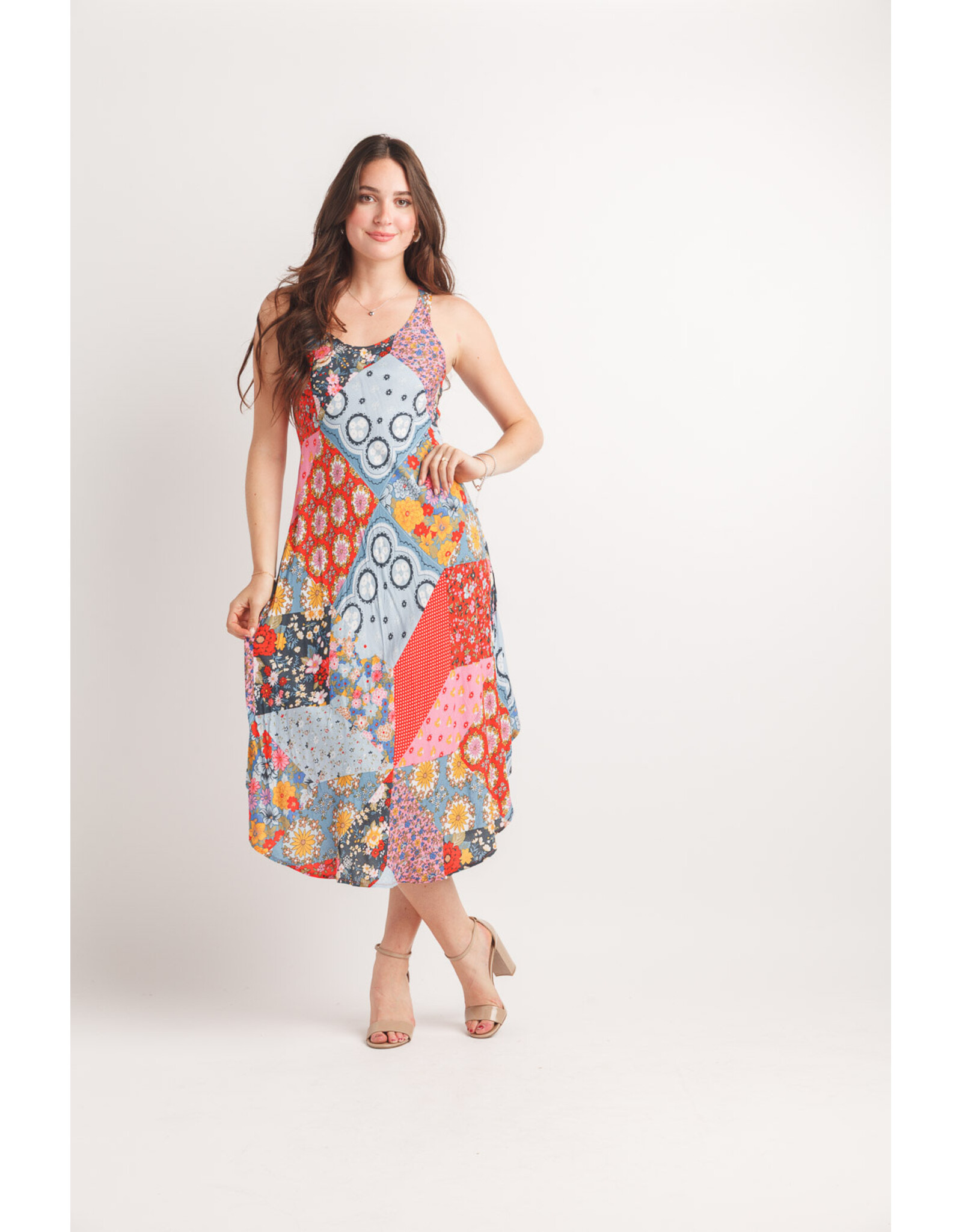 Papillon Papillon - Patchwork Print Sleeveless Maxi Dress (Blue)