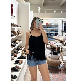 Vocal Vocal - Suede cami with fringe tiers (Black)
