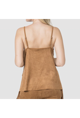 Vocal Vocal - Suede cami with fringe tiers (Camel)
