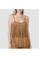 Vocal Vocal - Suede cami with fringe tiers (Camel)