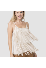 Vocal Vocal - Suede cami with fringe tiers (Natural)