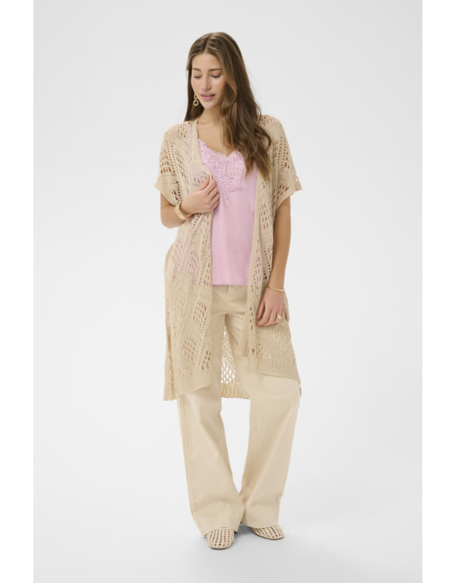 Cream Cream - Ryda Long Open Cardigan (Perfectly Pale)