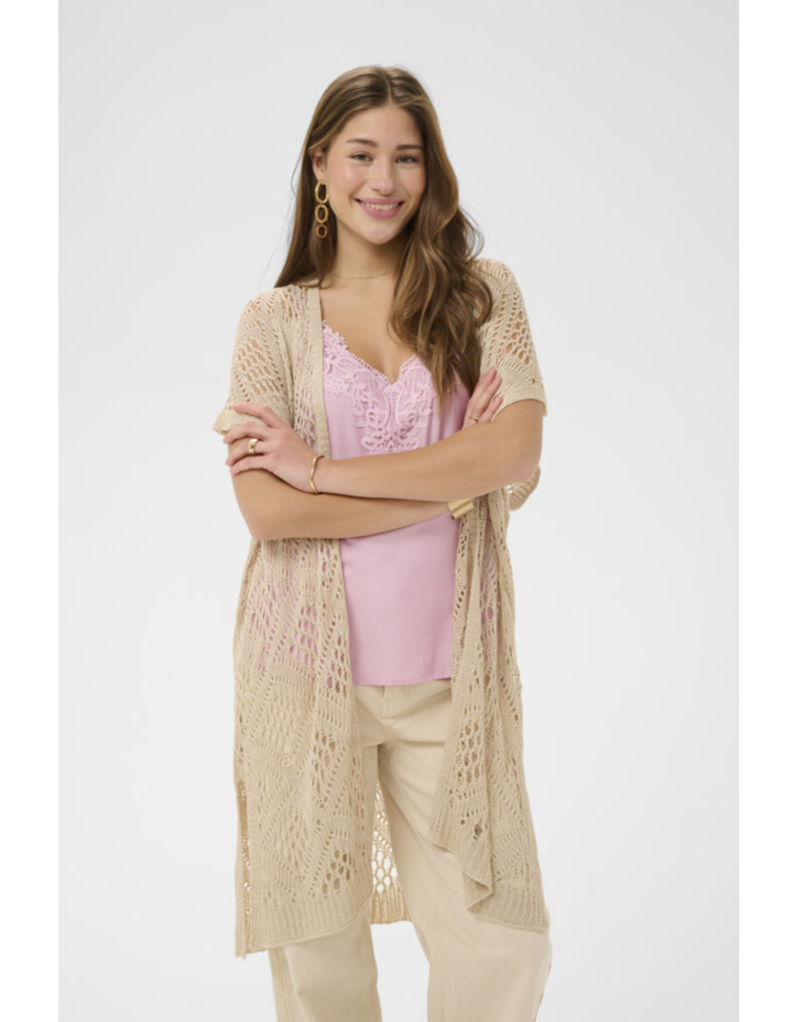 Cream Cream - Ryda Long Open Cardigan (Perfectly Pale)